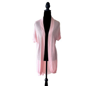 AUGUST SILK Peach Open Knit and Chiffon Kimono Open Cardigan Womens XL